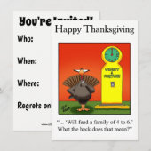 Grappige Thanksgiving Humor uitnodigingen (Voorkant / Achterkant)