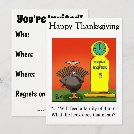 Grappige Thanksgiving Humor uitnodigingen (Voorkant / Achterkant)