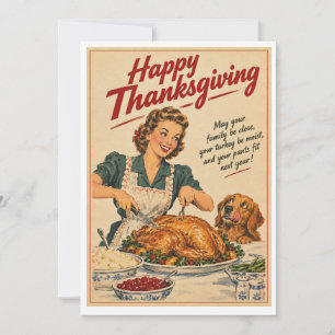 Grappige Thanksgiving in vintage stijl Kaart