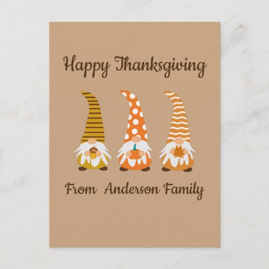 Grappige Thanksgiving Kabouters Vakantiekaart Feestdagenkaart (Voorkant)