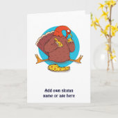 Grappige Thanksgiving-kalkoen Eet Pizza Tiener Coo Kaart (Gele Bloem)