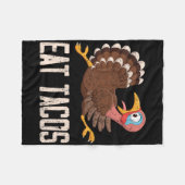 Grappige Thanksgiving Kalkoen Eet Tacos Fleece Deken (Voorkant (Horizontaal))