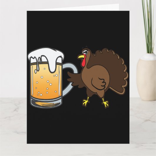 Grappige Thanksgiving-kalkoen en koude bier Kaart (Voorkant)