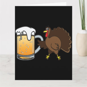 Grappige Thanksgiving kalkoen en koude bier  Kaart