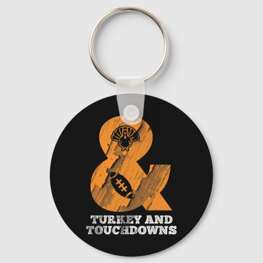 Grappige Thanksgiving-kalkoen en touchdowns Footll Sleutelhanger (Voorkant)