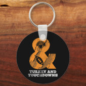 Grappige Thanksgiving-kalkoen en touchdowns Footll Sleutelhanger (Voorkant)