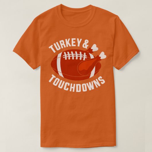 Grappige Thanksgiving kalkoen en touchdowns T-shirt (Design voorkant)