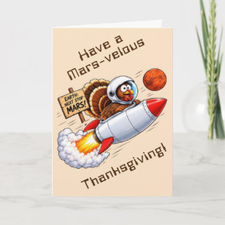Grappige Thanksgiving kalkoen in de ruimte Kaart