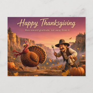 Grappige Thanksgiving-kalkoen ontsnapt vakantie Feestdagenkaart