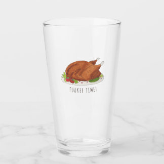 Grappige Thanksgiving-kalkoen Tijd Glas