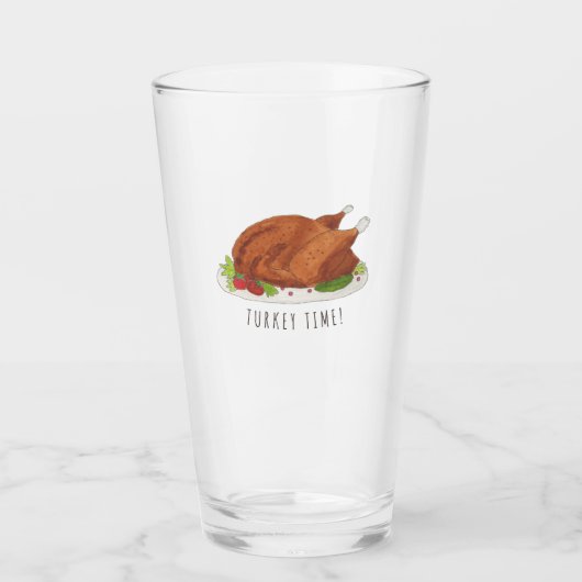 Grappige Thanksgiving-kalkoen Tijd Glas (Voorkant)