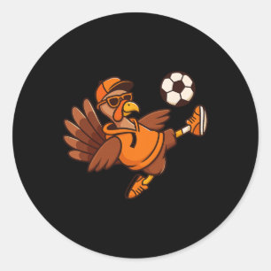 Grappige Thanksgiving Kalkoen Voetbal Voor Kindere Ronde Sticker
