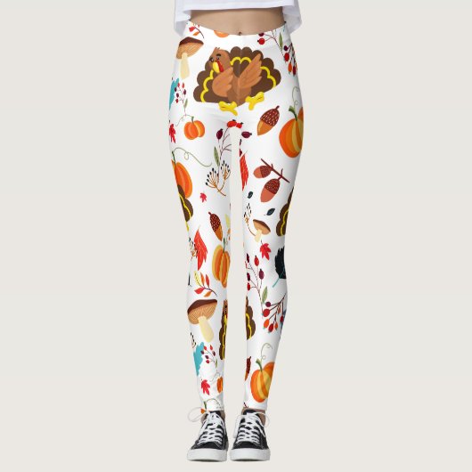 grappige Thanksgiving kalkoenen Leggings (Voorkant)