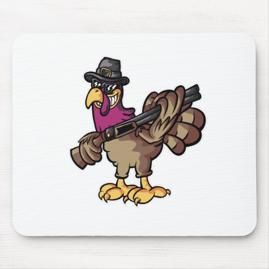Grappige Thanksgiving Kalkoenjager Muismat (Voorkant)