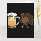 Grappige Thanksgiving-kalkon en gekoelde bier  Kaart (Gele Bloem)