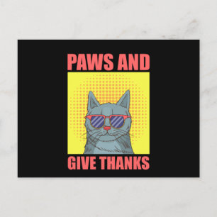 Grappige Thanksgiving Kattenpoten en Dankbaar Zijn Briefkaart