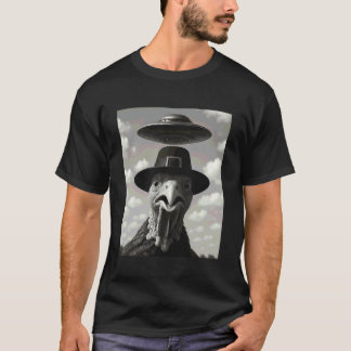 Grappige Thanksgiving Meme Pelgrim Hoed Alien Kalk T-shirt