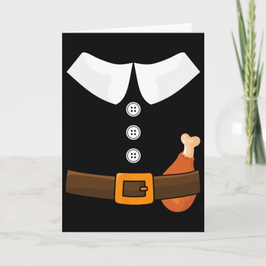 Grappige Thanksgiving Pilgrim Costuum Met Kuitstuk Kaart (Voorkant)