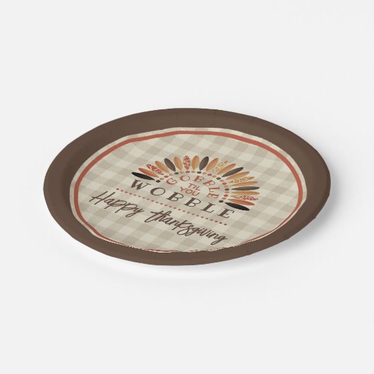 Grappige Thanksgiving Plaid Gobble Til You Wobble Papieren Bordje (Gekanteld)