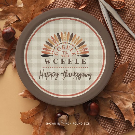 Grappige Thanksgiving Plaid Gobble Til You Wobble Papieren Bordje