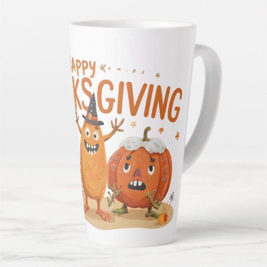Grappige Thanksgiving pompoenen in heks Petten Car Latte Mok (Rechterhoek)