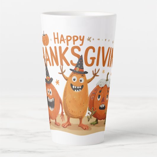 Grappige Thanksgiving pompoenen in heks Petten Car Latte Mok (Voorkant)