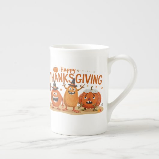 Grappige Thanksgiving pompoenen in heks Petten Car Porselein Kop (Rechts)