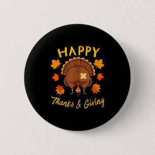 Grappige Thanksgiving Raad Wat Kalkoen Kont Ronde Button 5,7 Cm
