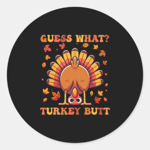 Grappige Thanksgiving Raad Wat Kalkoen Staart 2 Ronde Sticker