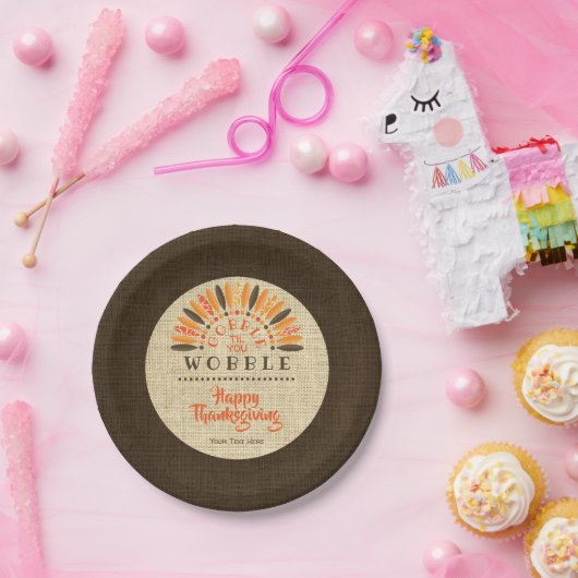 Grappige Thanksgiving Rustic GOBBLE TIL JE WOBBLE Papieren Bordje (Feest)