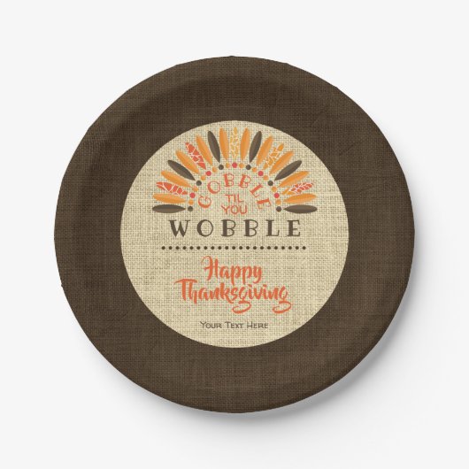 Grappige Thanksgiving Rustic GOBBLE TIL JE WOBBLE Papieren Bordje (Voorkant)