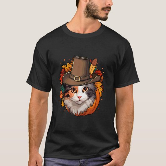 Grappige Thanksgiving schildpadkat T-shirt (Voorkant)