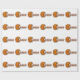 Grappige Thanksgiving Taart Eetende Kalkoen Retro Cadeaupapier