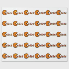 Grappige Thanksgiving Taart Eetende Kalkoen Retro Cadeaupapier