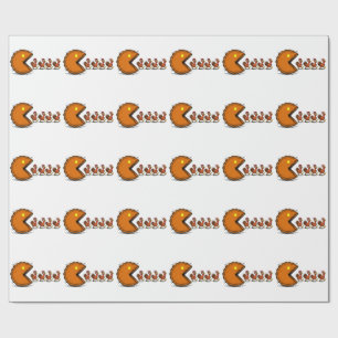 Grappige Thanksgiving Taart Eetende Kalkoen Retro Cadeaupapier