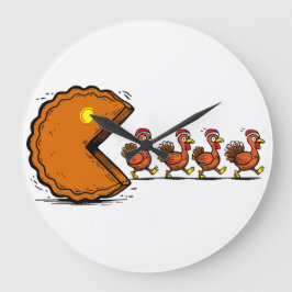 Grappige Thanksgiving Taart Eetende Kalkoen Retro Grote Klok