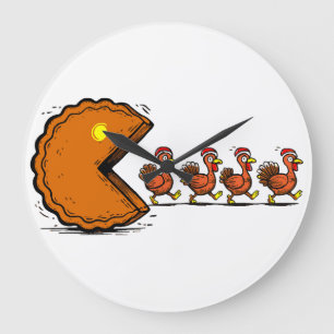 Grappige Thanksgiving Taart Eetende Kalkoen Retro Grote Klok