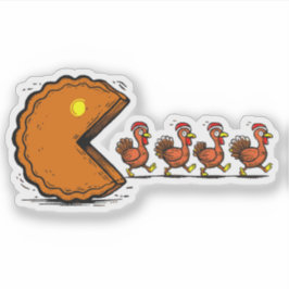 Grappige Thanksgiving Taart Eetende Kalkoen Retro Sticker