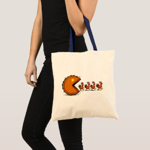 Grappige Thanksgiving Taart Eetende Kalkoen Retro Tote Bag