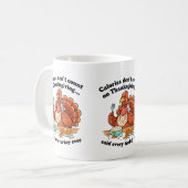 Grappige Thanksgiving Turkije calorieën tellen nie Koffiemok (Voorkant links)