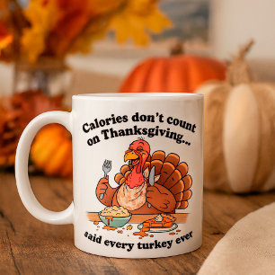 Grappige Thanksgiving Turkije calorieën tellen nie Koffiemok