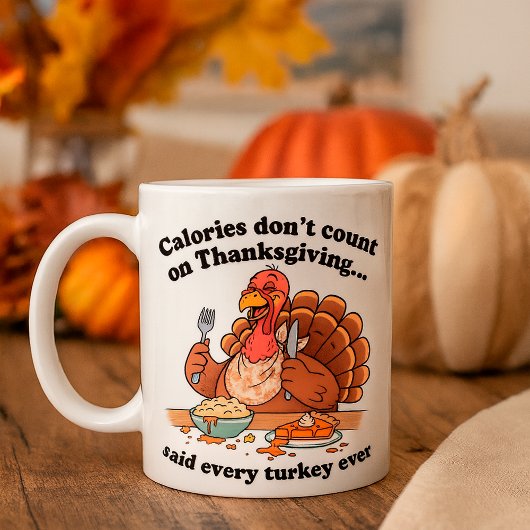 Grappige Thanksgiving Turkije calorieën tellen nie Koffiemok