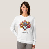 Grappige Thanksgiving Turkije Dag Football T-shirt (Voorkant volledig)