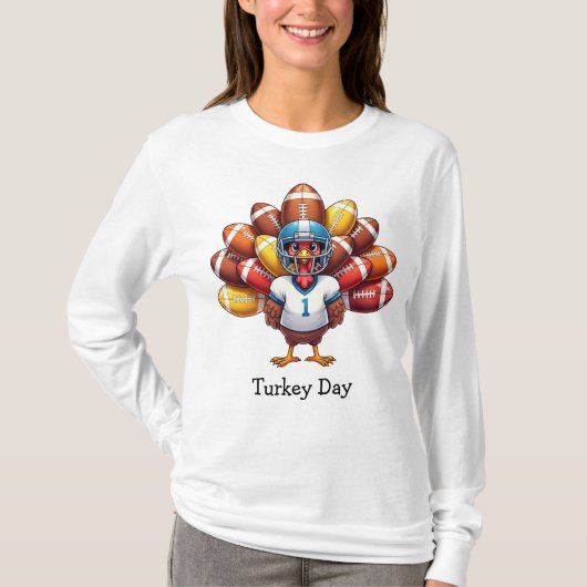 Grappige Thanksgiving Turkije Dag Football T-shirt (Voorkant)