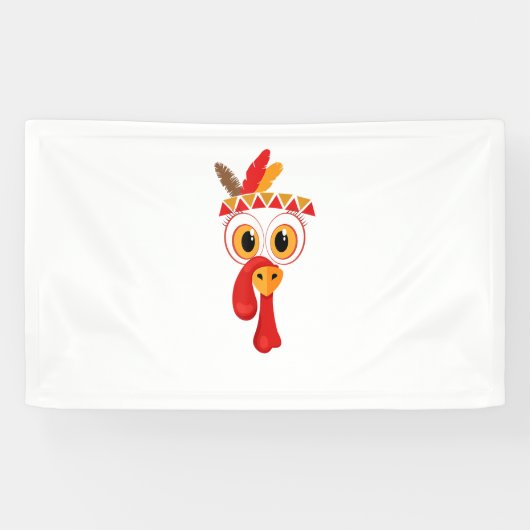 Grappige Thanksgiving Turkije Face Indian Feather Spandoek (Horizontaal)