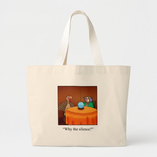 Grappige Thanksgiving Turkije Fortune Cartoon Gift Grote Tote Bag (Voorkant)