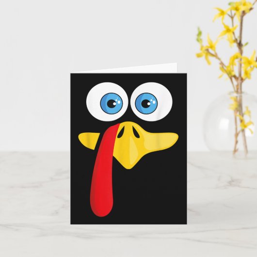 Grappige Thanksgiving Turkije gezicht voor vrouwen Kaart (Gele Bloem)