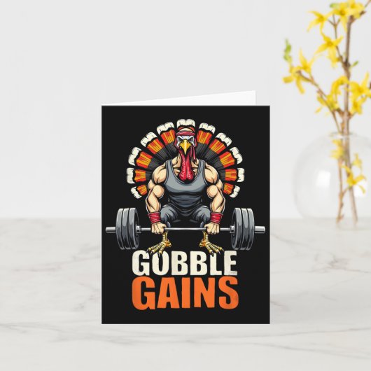 Grappige Thanksgiving Turkije Gobble Krijgt Gym Wo Kaart (Gele Bloem)