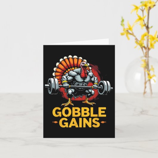 Grappige Thanksgiving Turkije Gobble Krijgt Gym Wo Kaart (Gele Bloem)