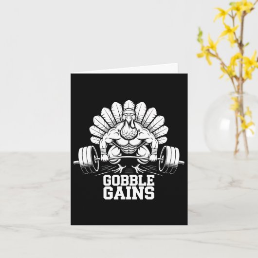 Grappige Thanksgiving Turkije Gobble Krijgt Gym Wo Kaart (Gele Bloem)